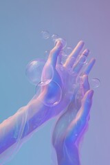 Poster - hands washing bubbles