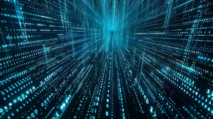Aufkleber - Digital binary code matrix background  3D rendering of a scientific technology data binary code network conveying connectivity complexity and data flood of modern digital age : Generative AI