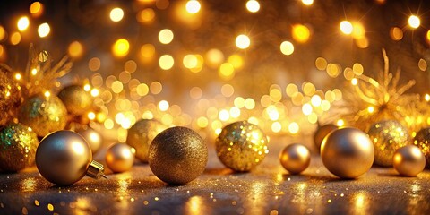 Wall Mural - Golden bokeh lights creating a festive atmosphere with glowing orbs scattered throughout the scene , Gold, Bokeh, Lights