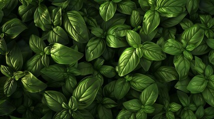 Aufkleber - Basil leaves filling the frame : Generative AI