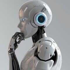 Canvas Print - A futuristic robot in a thoughtful pose