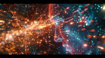 Poster - Big data analysis with AI technology Person using machine learning and deep learning neural network for data science data mining business analytics automation data engineering Glowing  : Generative AI