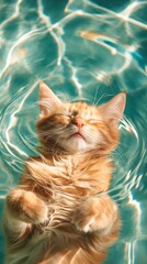 Wall Mural - a cat in a swimming pool