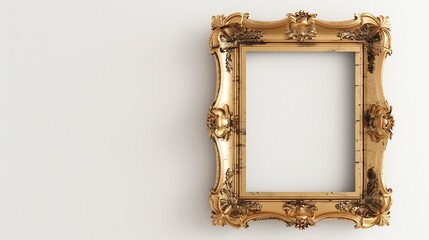 Poster - Mock up of old antique gold frame isolated on white background with copy space : Generative AI