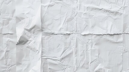 Poster - White wrinkled poster template Glued paper mockup Blank wheatpaste on textured wall Empty street art sticker mock up Clear urban glued advertising canvas : Generative AI