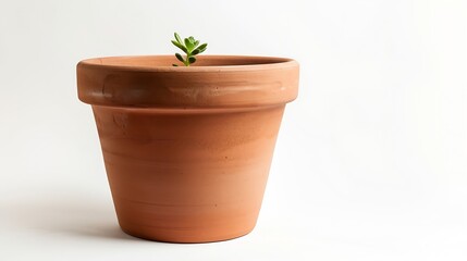 Terracotta plant pot isolated on white background : Generative AI