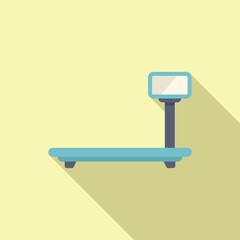 Poster - digital platform scale displaying weight measurement data with long shadow on yellow background