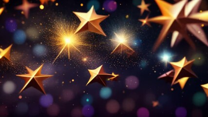 Wall Mural - Abstract Purple Background with Golden Stars
