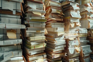 Poster - A collection of books stacked on top of each other