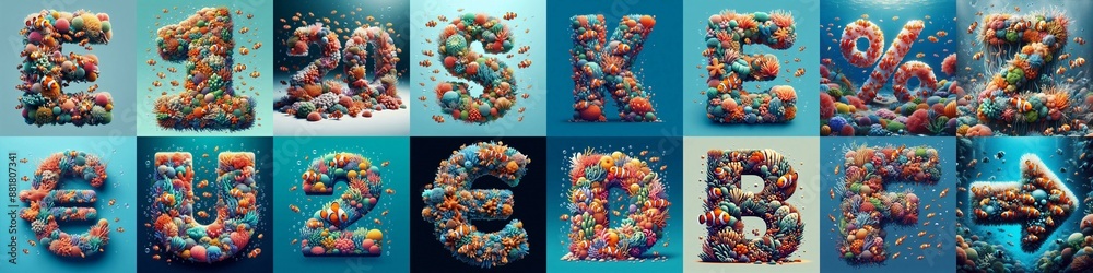 Underwater scene Lettering Typeface. AI generated illustration Stock ...