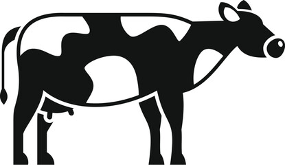 Poster - Simple icon of a spotted dairy cow standing in a side view