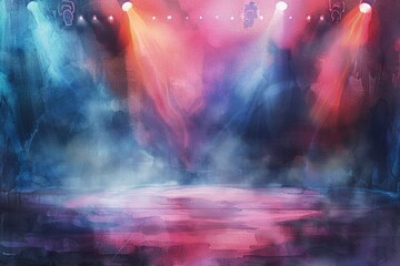 Poster - A colorful stage performance with bright lights and a lively atmosphere