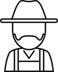 Poster - Line icon avatar of a farmer wearing a hat and overalls