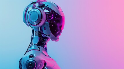 Canvas Print - Cyberpunk Female Android with Headphones