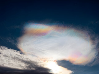 A rare sight: iridescent clouds. Diffraction can make clouds shine with colours 