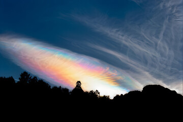 A rare sight: iridescent clouds. Diffraction can make clouds shine with colours 
