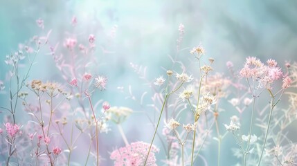 Poster - Delicate Floral Meadow in Pastel Hues