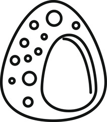 Poster - Simple black and white icon of an avocado cut in half, with a prominent seed