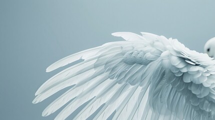 Elegant white plumage of bird wings.