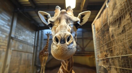 Wall Mural - Giraffe posing for photos