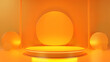 © Nasim - Product display neon round podium on vibrant colorful gradient background ,Stage showcase on pedestal studio with podium, Modern abstract background