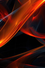 Poster - Abstract background of moving black and orange lines in the form of waves. Energetic and intense visual effect. Neon lighting. Digital trend background. Banner