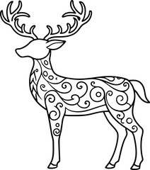 animal, deer, wild, nature, wildlife, mammal, forest, buck, stag, male, background, antlers, fauna, brown, antler,  graphic, horn, head, symbol, silhouette, hunting, black, illustration, element, desi