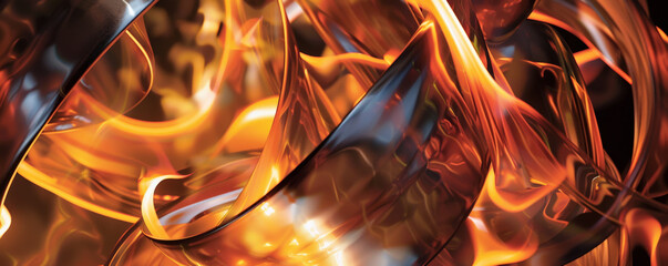 Wall Mural - A fire background featuring flames dancing around a metal sculpture, creating a dynamic and artistic visual.