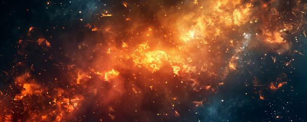 Wall Mural - A dramatic fire background with intense flames roaring against a dark night sky, creating a powerful and dynamic visual impact.