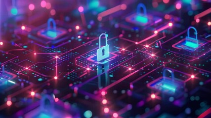 Canvas Print - A padlock securely fastened on a circuit board, symbolizing data security and protection from breaches, Interpret the idea of data breaches and their consequences for online privacy