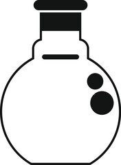 Poster - Black and white icon of a round bottom flask containing a bubbling solution