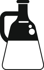 Poster - Black silhouette icon of a chemistry beaker with liquid being mixed inside