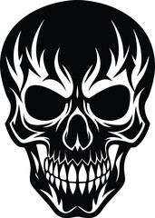 Poster - Skull Black and White Vector illustration, Skull Minimalist and Simple Silhouette Vector, Skull icon, tattoo, human, pirate