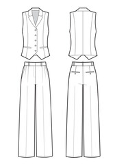 Wall Mural - Waistcoat and trousers flat sketch