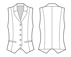 Sticker - sleeveless women vest flat sketch