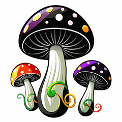 colorful mushrooms on a white background vector art 