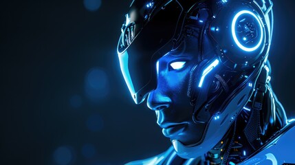 Poster - Futuristic AI concept with neon blue highlights