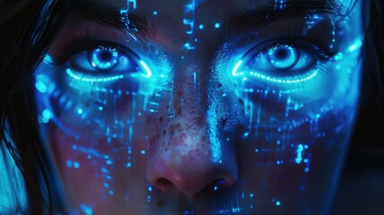 Poster - Futuristic AI concept with neon blue highlights