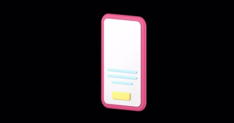 Poster - Success online payment bill receipt banking smartphone application 3d icon animation with alpha channel
