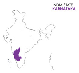 karnataka map of indian state. karnataka map vector illustration. karnataka vector map on white back