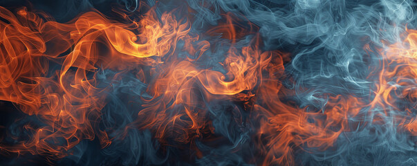 Wall Mural - a fire background with flames intertwined with smoke, creating a complex and visually interesting pa