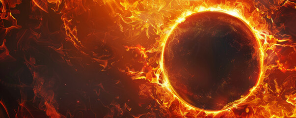 Wall Mural - A fire background featuring a ring of fire, with flames forming a circular pattern and creating a striking visual effect.