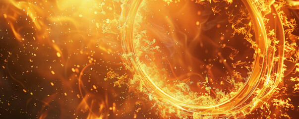 Wall Mural - A fire background featuring a ring of fire performers, with flames forming intricate patterns and creating a dynamic visual.