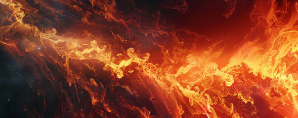 Wall Mural - A dramatic fire background with intense flames roaring against a dark night sky, creating a powerful and dynamic visual impact.