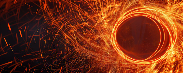 Wall Mural - A fire background featuring a ring of fire, with flames forming a circular pattern and creating a striking visual effect.