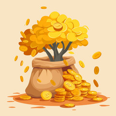 Wall Mural - money bag and tree