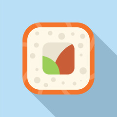 Sticker - This illustration shows a philadelphia roll with visible ingredients, ideal for menus and websites