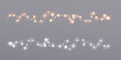 © MAKSYM - Bright garlands with a golden glow. Christmas lights for holiday illustrations. Garlands of yellow lights glow on a transparent background. Festive chain of lights.