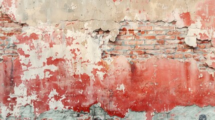 Poster - Aged brick wall textures with red stonewall background and distressed whitewashed surface for web banner