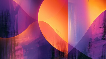 Canvas Print - overlapping vector shapes, purple and orange, abstract, clear edge definition, balanced asymmetry